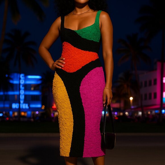 Mara Hoffman Ramona Dress Colorblock Tencel Modal Size M - Picture 2 of 7